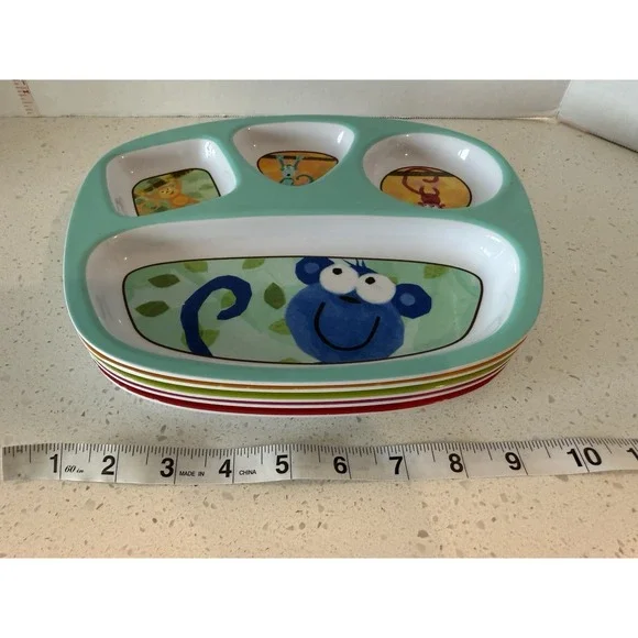 Set of 4 Kids Divided Food Plates/Trays Animals Alphabet ~ Fox/Bear/Owl - New‎ - Picture 8 of 10